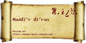 Madár Áron névjegykártya