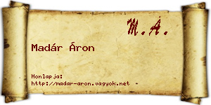 Madár Áron névjegykártya
